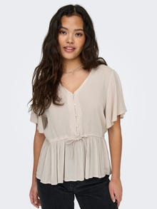 ONLY Short sleeved v-neck top -Pumice Stone - 15272712