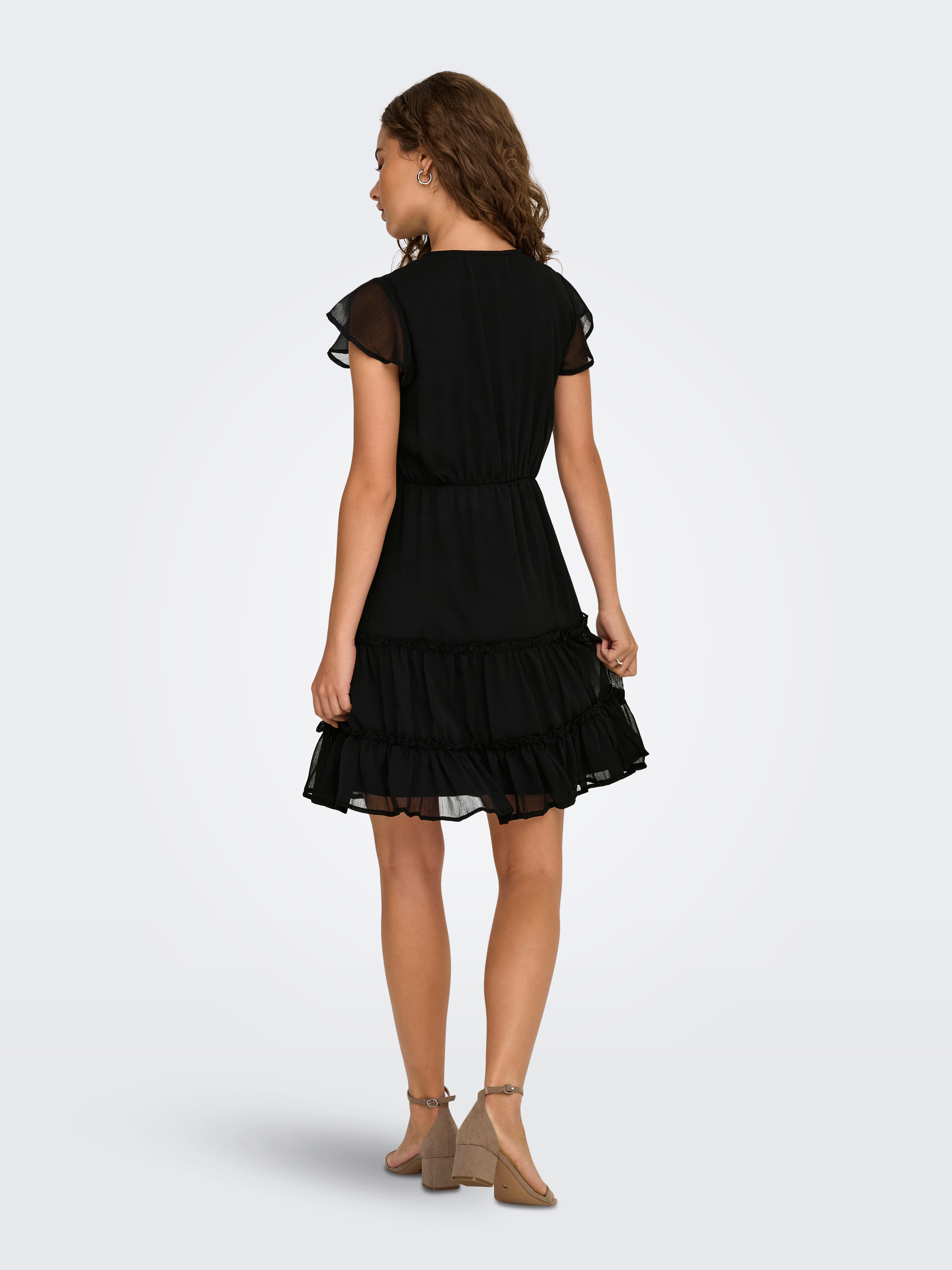 ONLY ONLMARCIA Kleid - Kurzes Sommerkleid Mit V-Ausschnitt