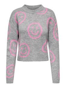 ONLY O-neck knit pullover -Light Grey Melange - 15272841