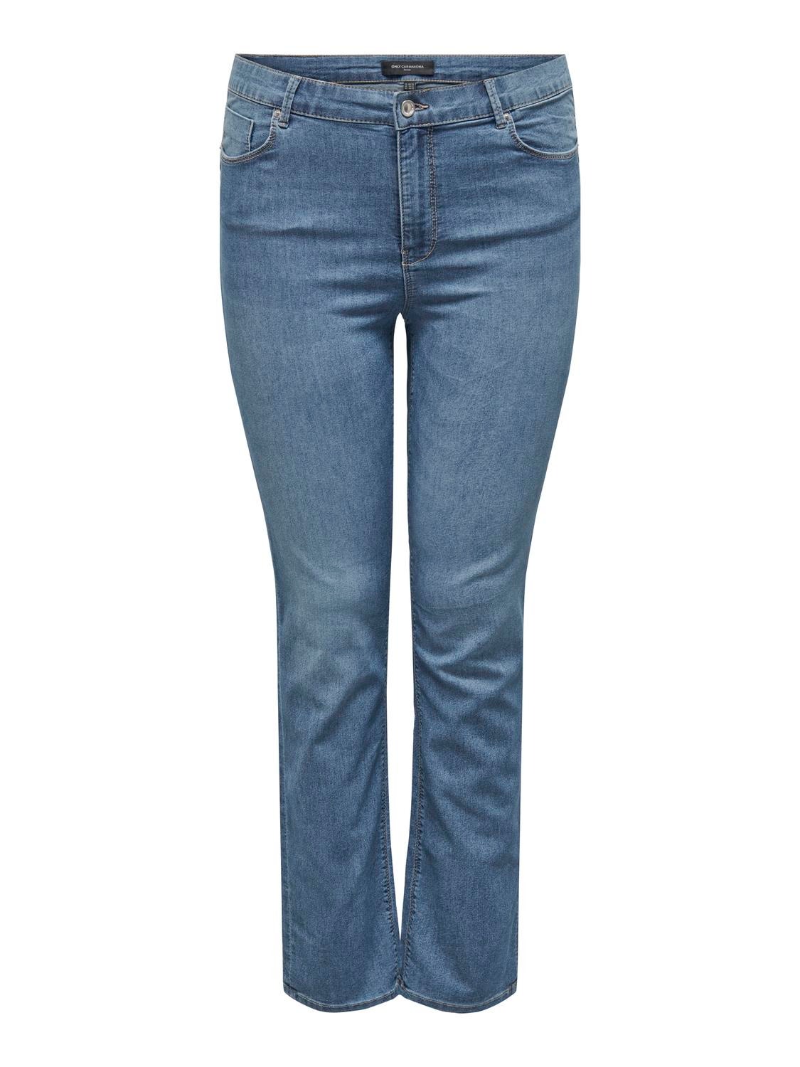 ONLY Straight Fit Mid waist Curve Jeans -Light Blue Denim - 15272888