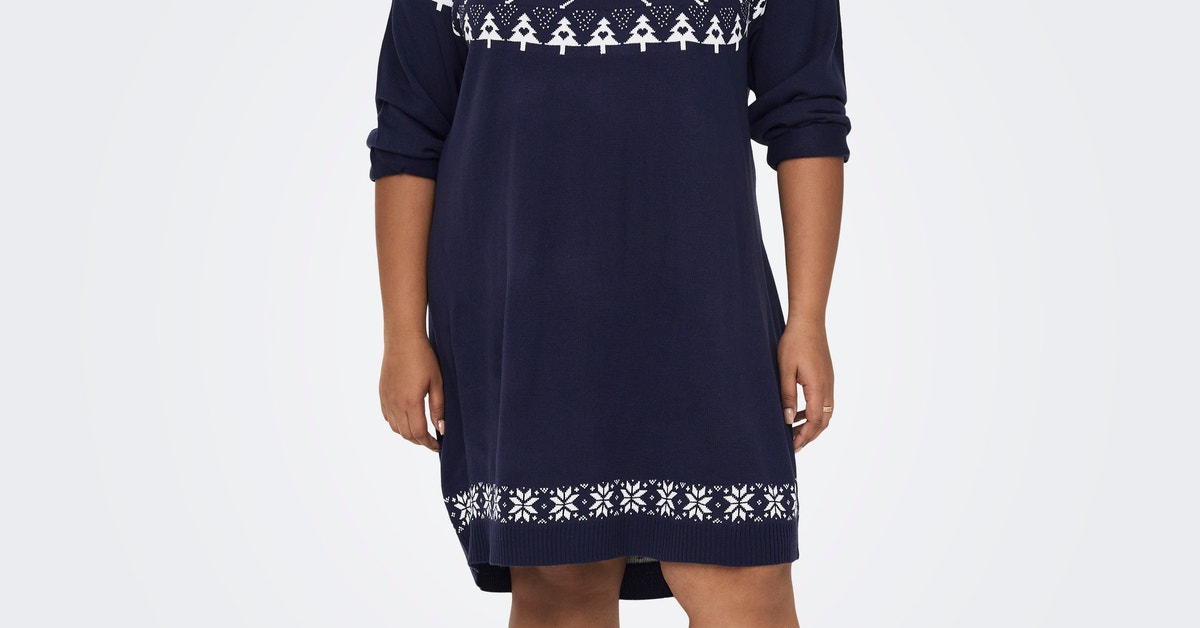 Curvy knitted christmas dress Dark Blue ONLY®