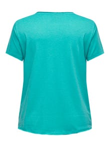ONLY Curvy Printet v-hals T-shirt -Baltic - 15273688