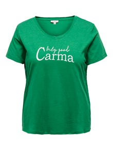 ONLY Curvy Printed v-neck T-shirt -First Tee - 15273688