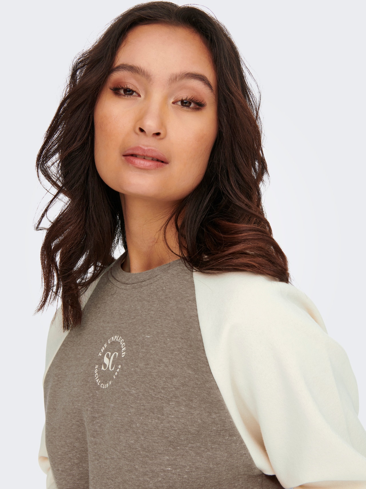 ONLY Cropped Fit Round Neck Sweatshirt -Brown Lentil - 15273876