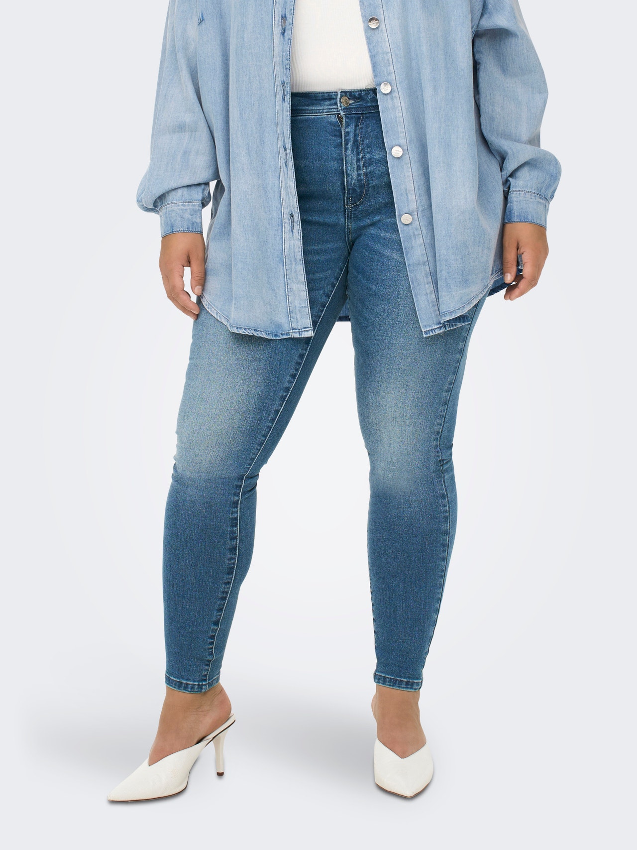 ONLY Curvy CARSally Reg Skinny Fit Jeans -Medium Blue Denim - 15273898