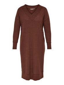 ONLY Normal geschnitten V-Ausschnitt Langes Kleid -Cherry Mahogany - 15274011