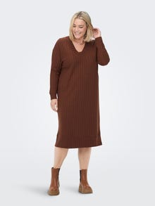 ONLY Curvy knitted midi dress -Cherry Mahogany - 15274011