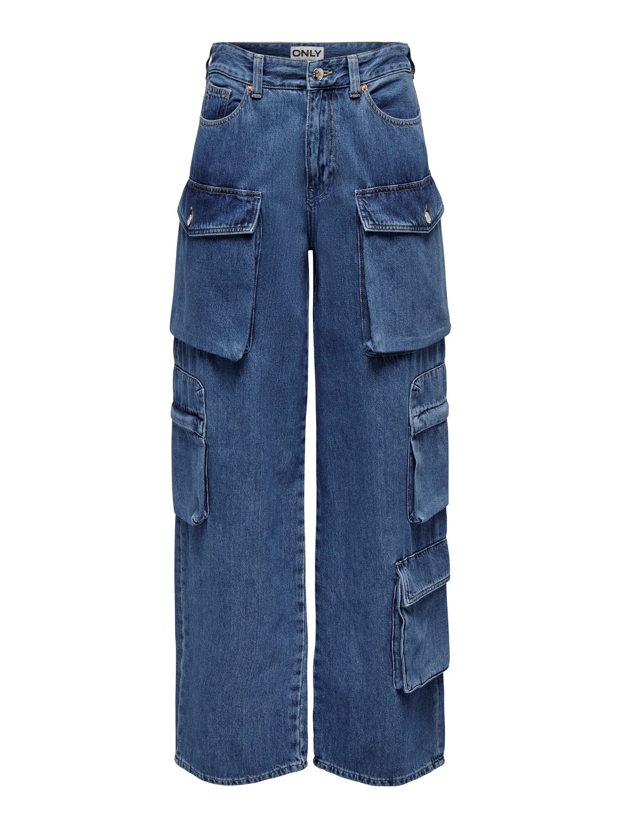 ONLY ONLJamey loose baggy cropped mid-rise jeans -Medium Blue Denim - 15274037