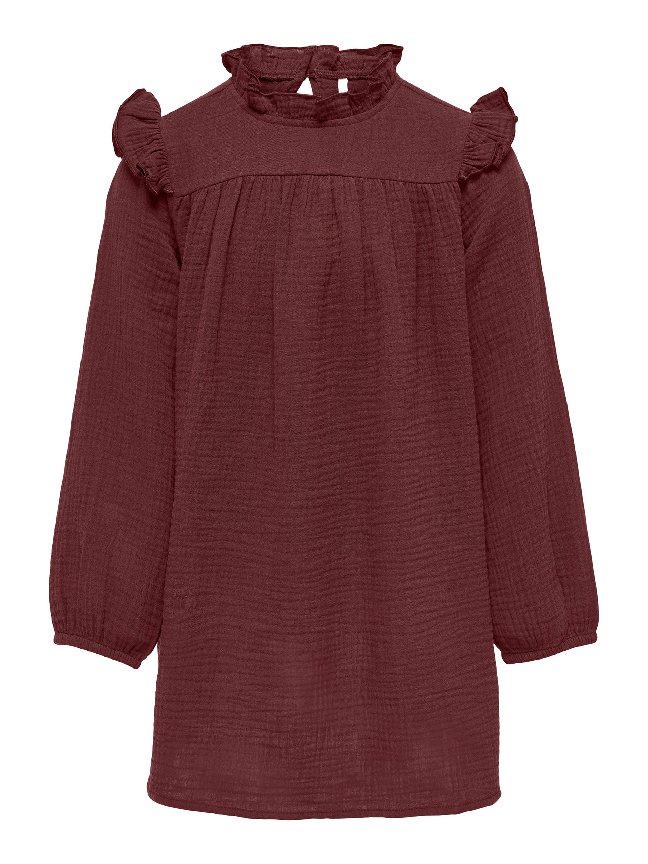 ONLY Frill detail dress -Cherry Mahogany - 15274048