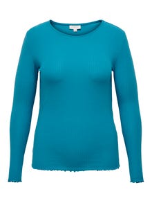 ONLY Curvy rib Long Sleeved Top -Turkish Tile - 15274237