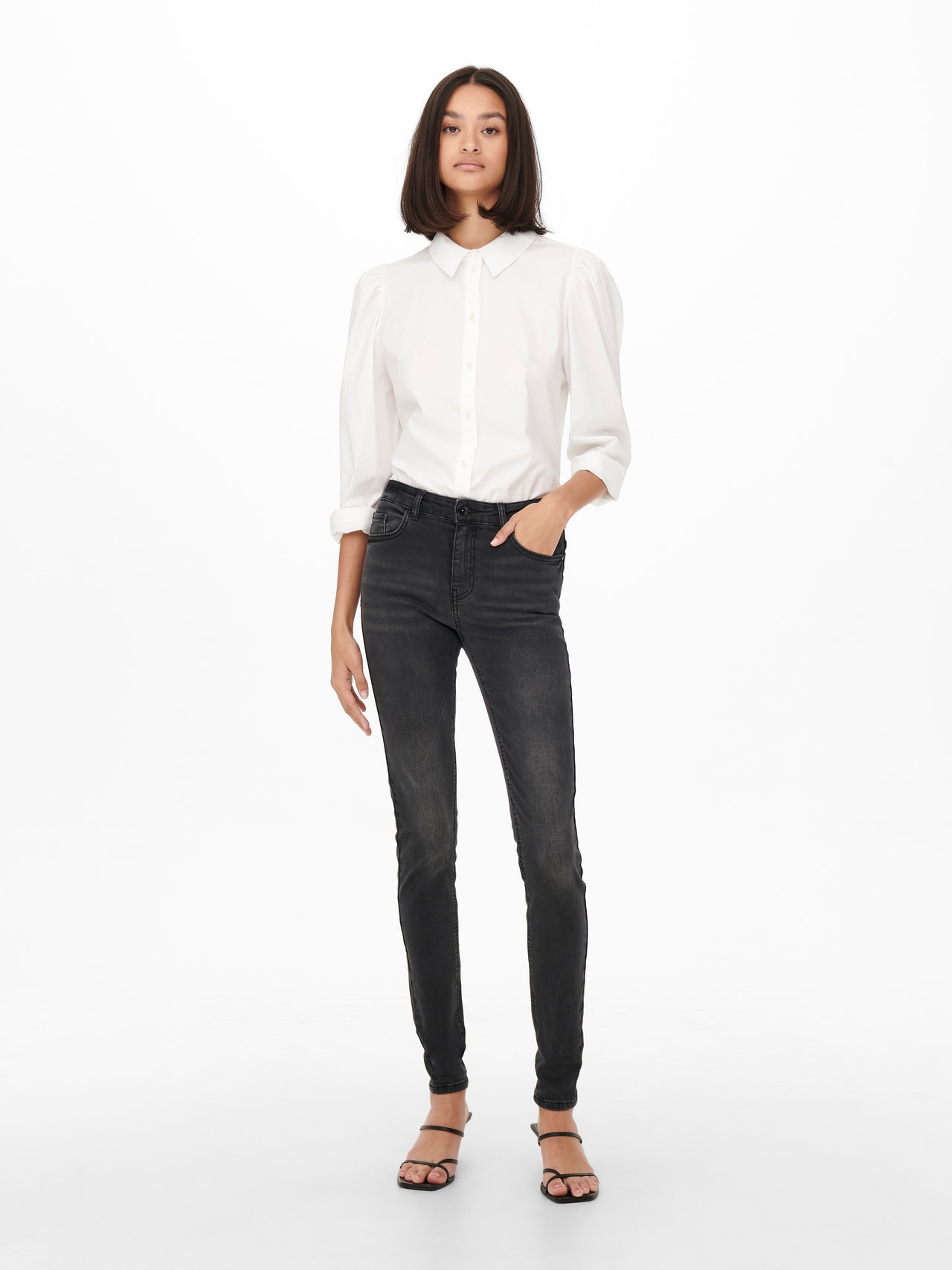 ONLY Skinny Fit Mid waist Jeans -Black Denim - 15274411