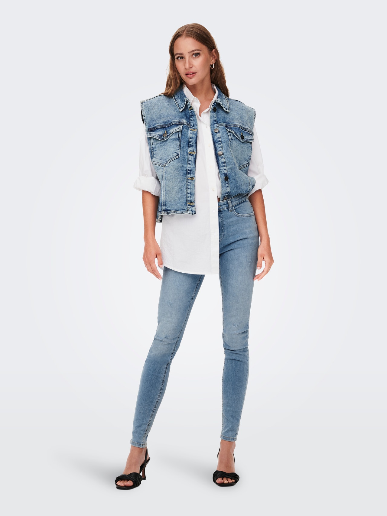 ONLY Skinny Fit Mittlere Taille Jeans -Light Blue Denim - 15274412