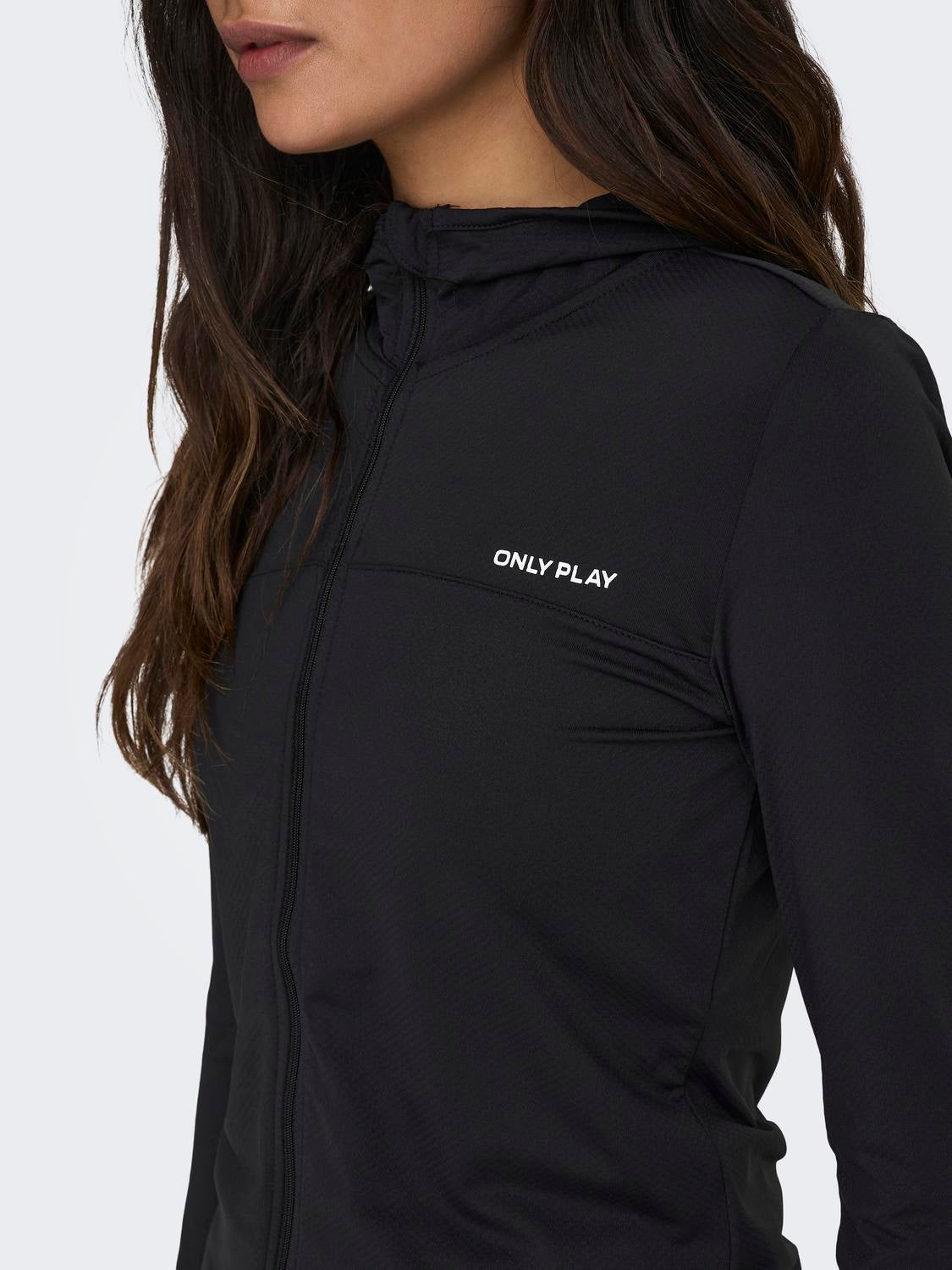 Tight black zip up on sale hoodie