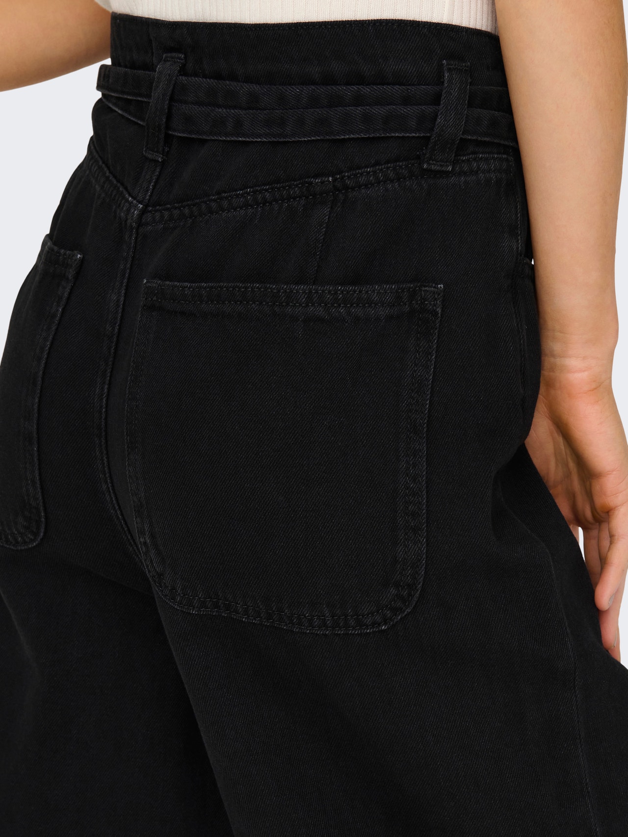 ONLY ONLHELEN HW WIDE CARROT BELt Loose fit jeans -Washed Black - 15274872