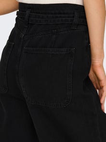 ONLY ONLHELEN HW WIDE CARROT BELt Loose fit jeans -Washed Black - 15274872