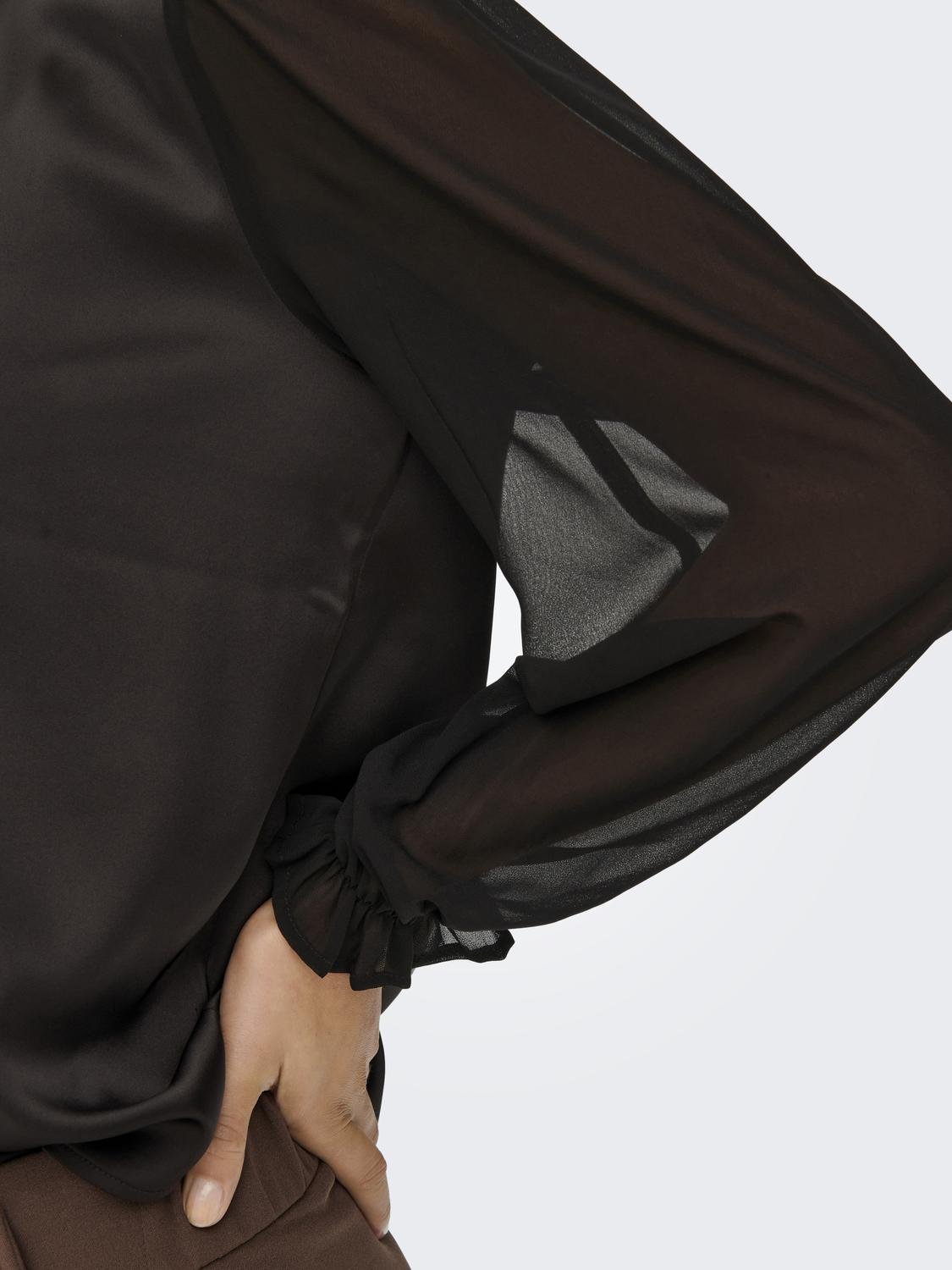 ONLY Regular Fit Round Neck Volume sleeves Top -Black - 15274887