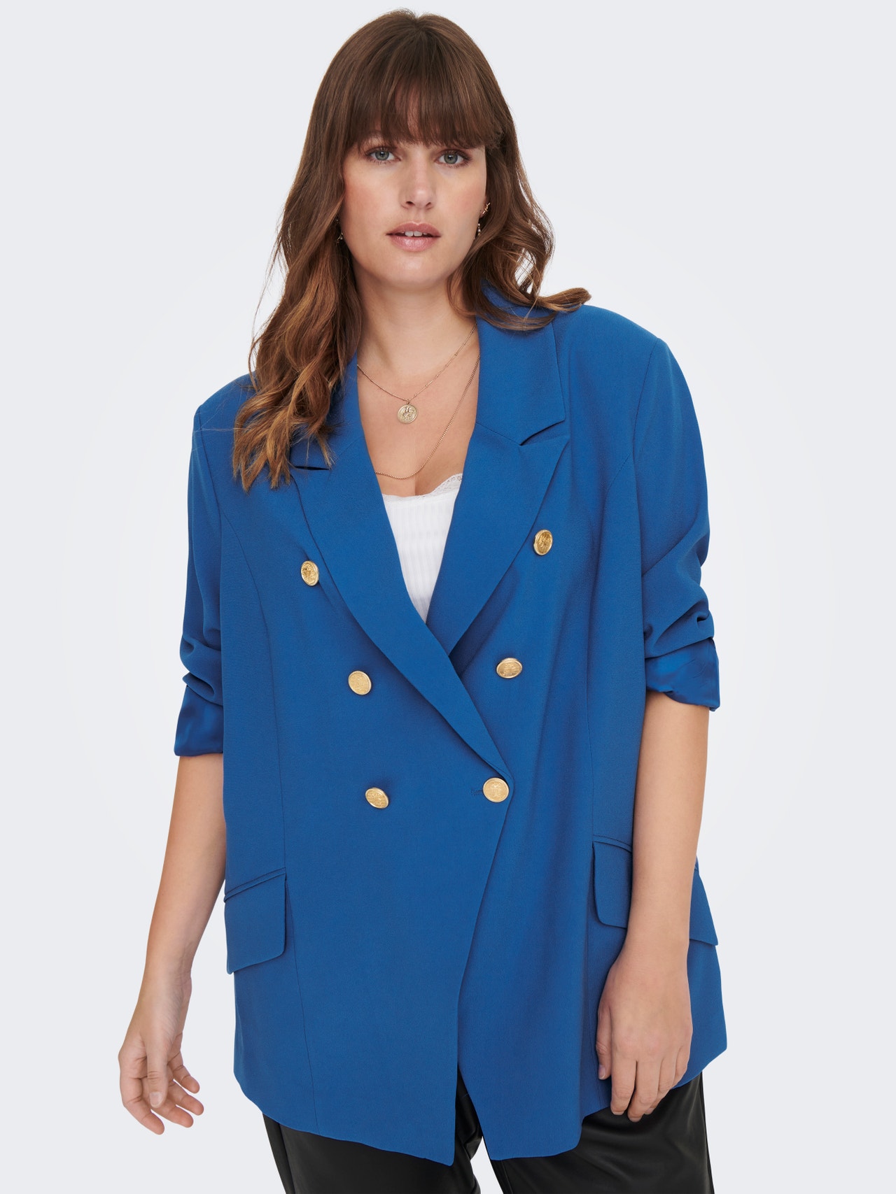 ONLY Curvy Button Blazer -Victoria Blue - 15274904