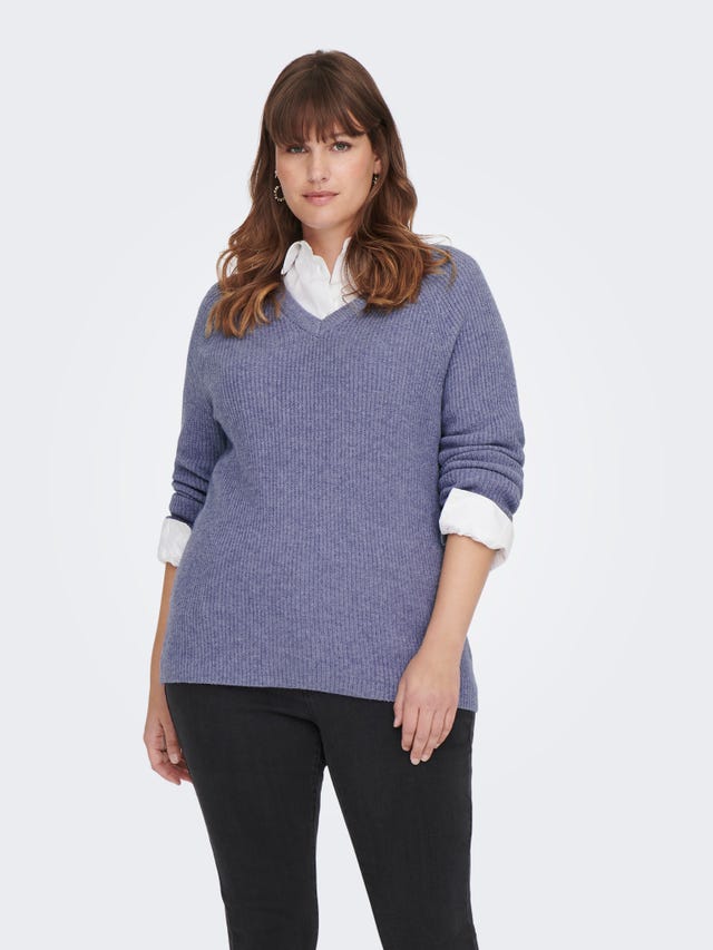 ONLY Curvy v-neck knitted pullover - 15274933