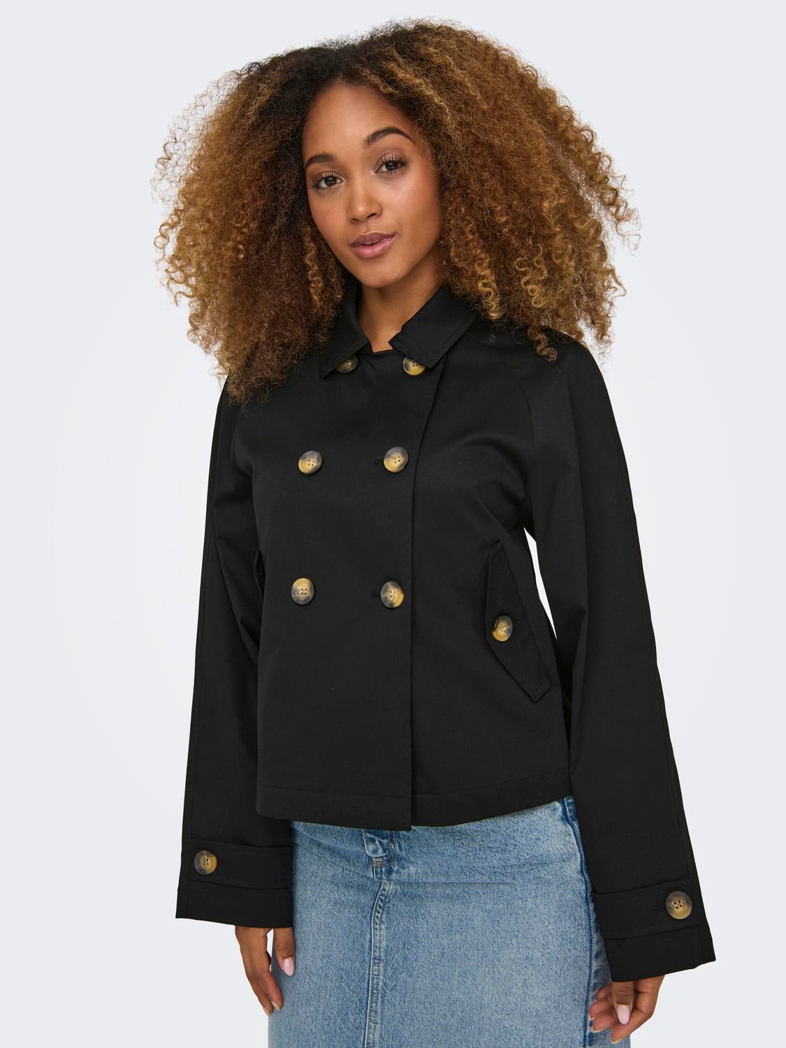 Short black trench coat on sale women's