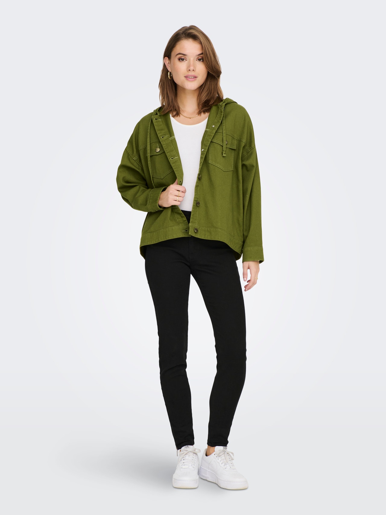 ONLY Hood with string regulation Jacket -Avocado - 15274997