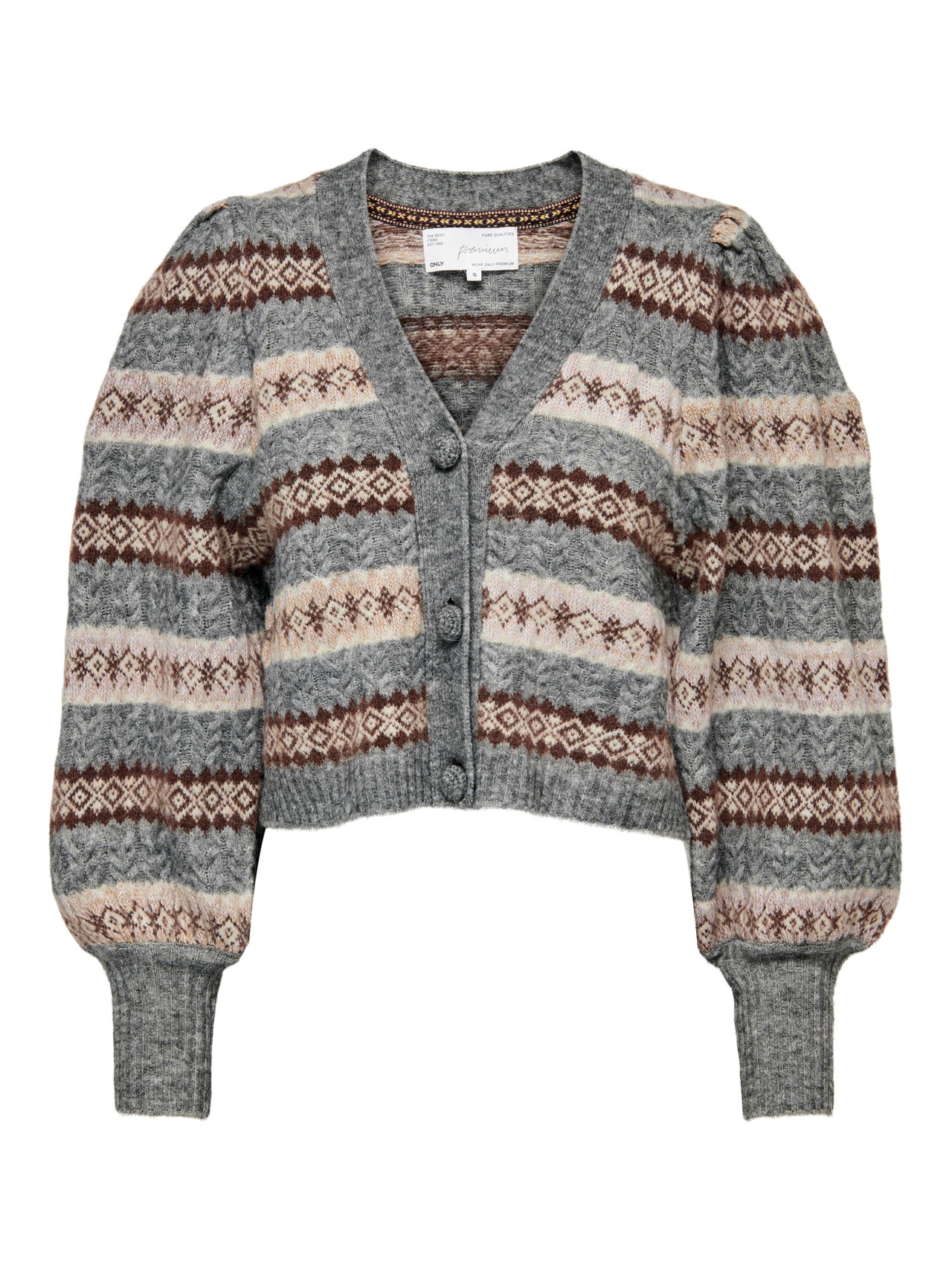 ONLY Pattern Knitted Cardigan -Medium Grey Melange - 15275003