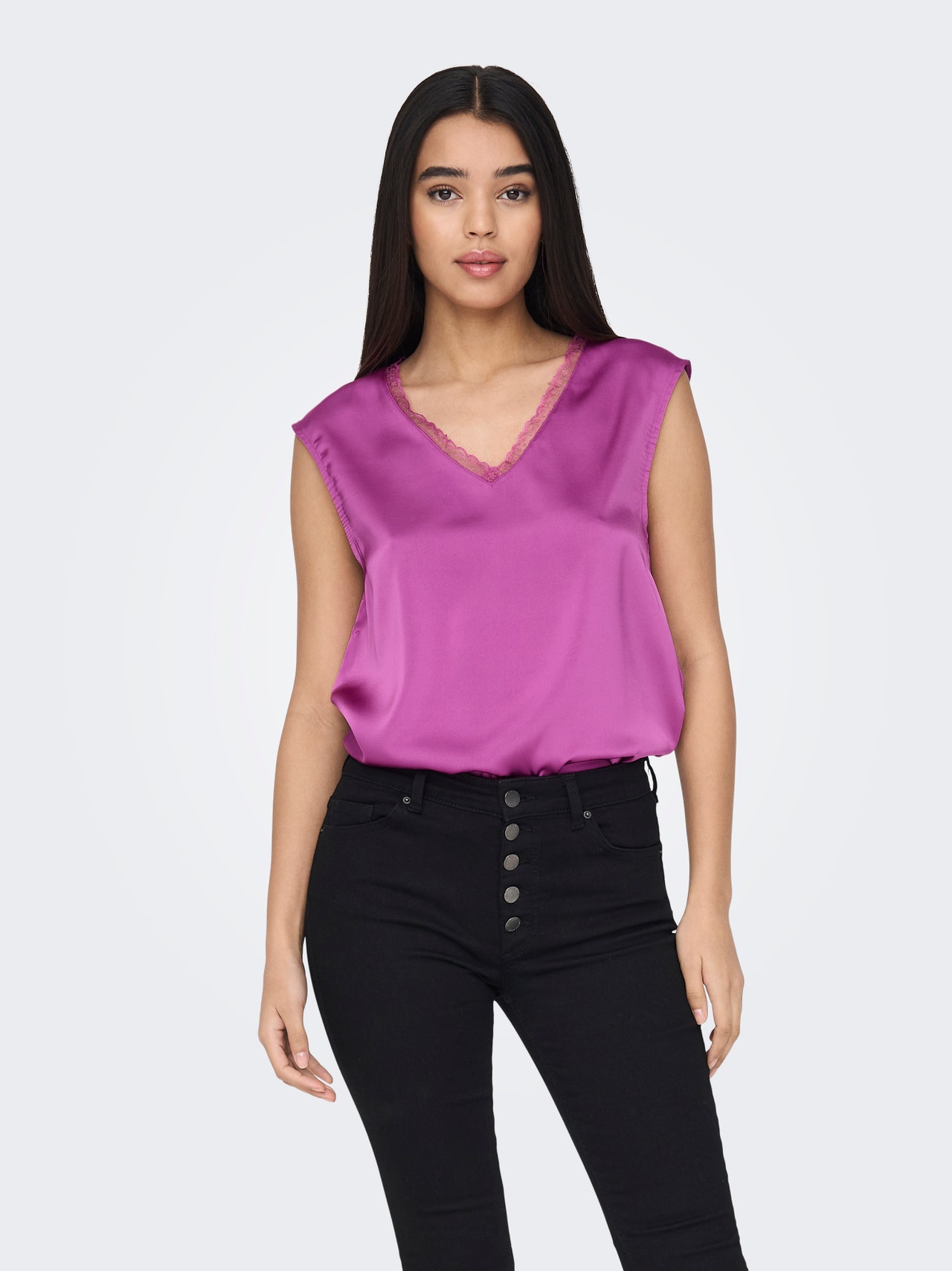 ONLY V-neck lace Sleeveless Top -Meadow Mauve - 15275016