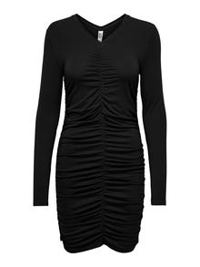 ONLY Gerafftes Kleid mit langen Ärmeln -Black - 15275064