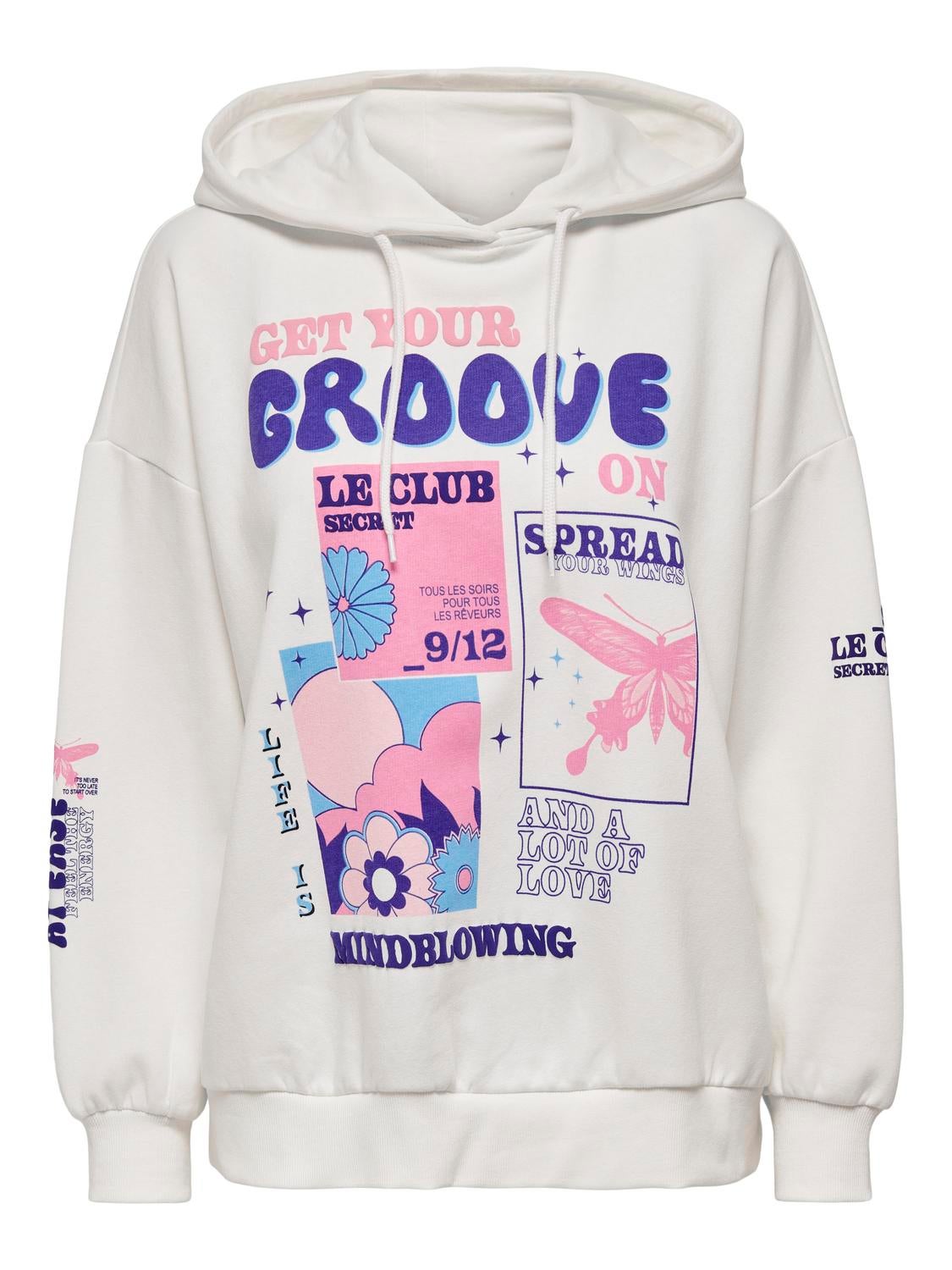 Oversized Printed Hoodie | White | ONLY®