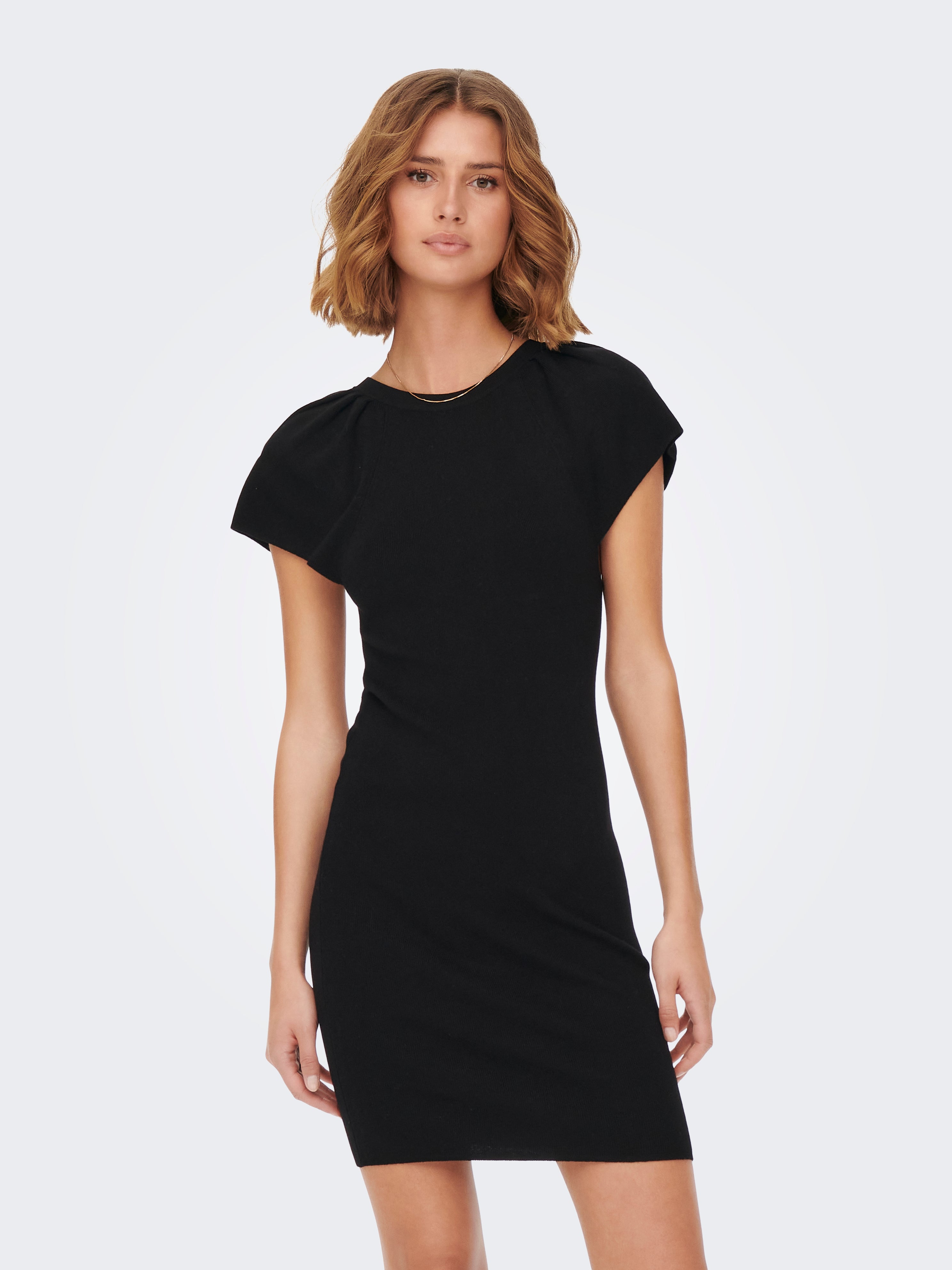 Black knit store dress short sleeve