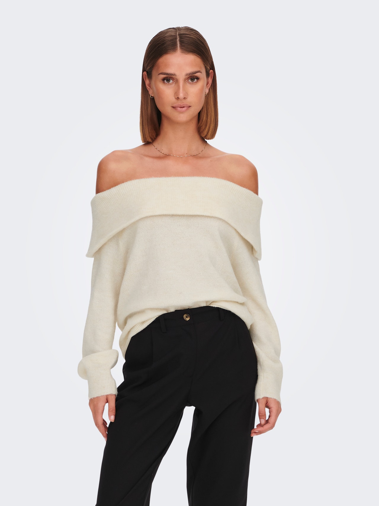 ONLY Off-shoulder Pullover -Whitecap Gray - 15275182