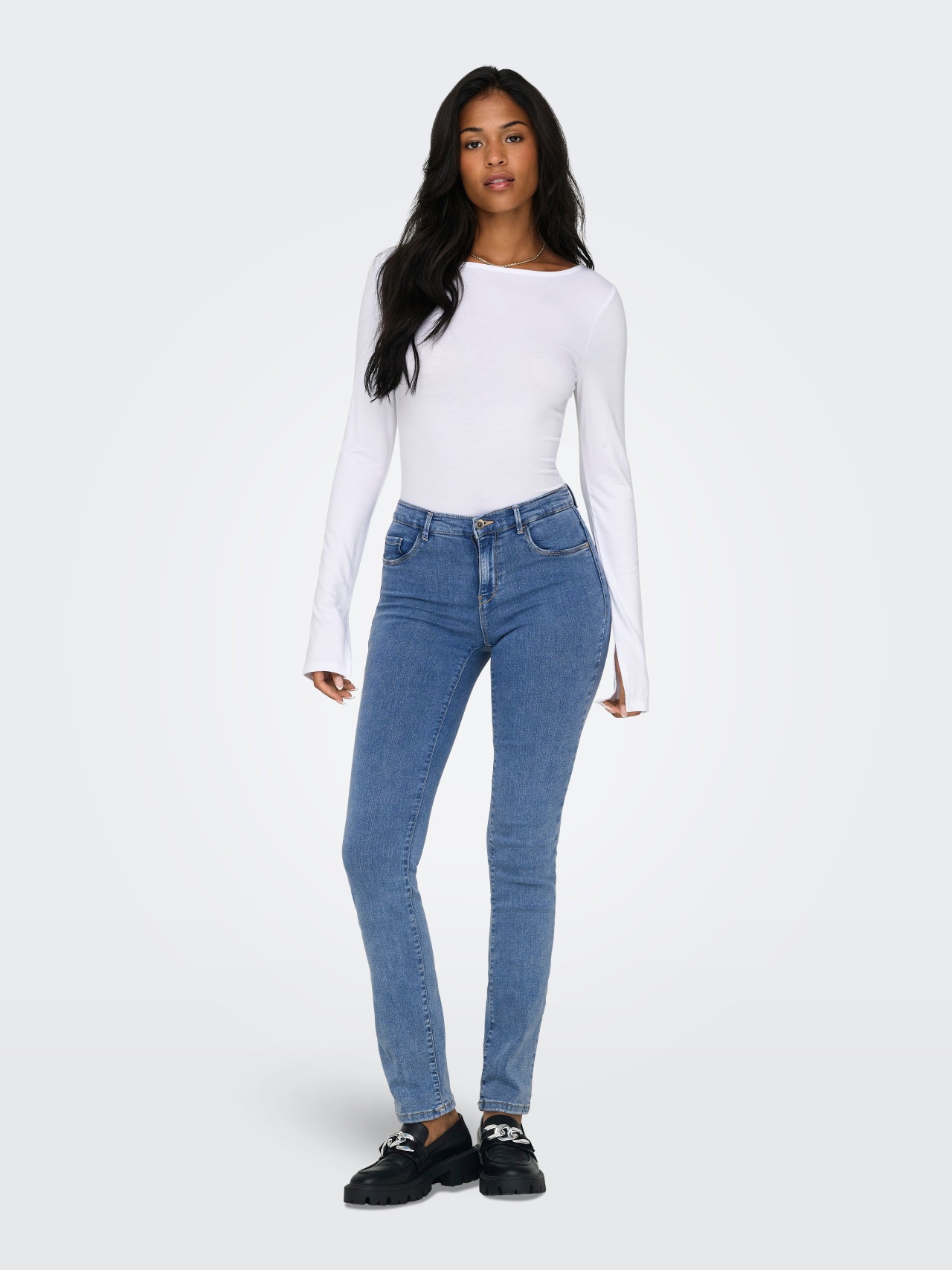 ONLY Slim Fit Medelhög midja Tall Jeans -Medium Blue Denim - 15275307