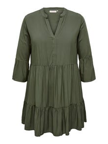 ONLY Normal geschnitten V-Ausschnitt Kurzes Kleid -Olive Night - 15275353