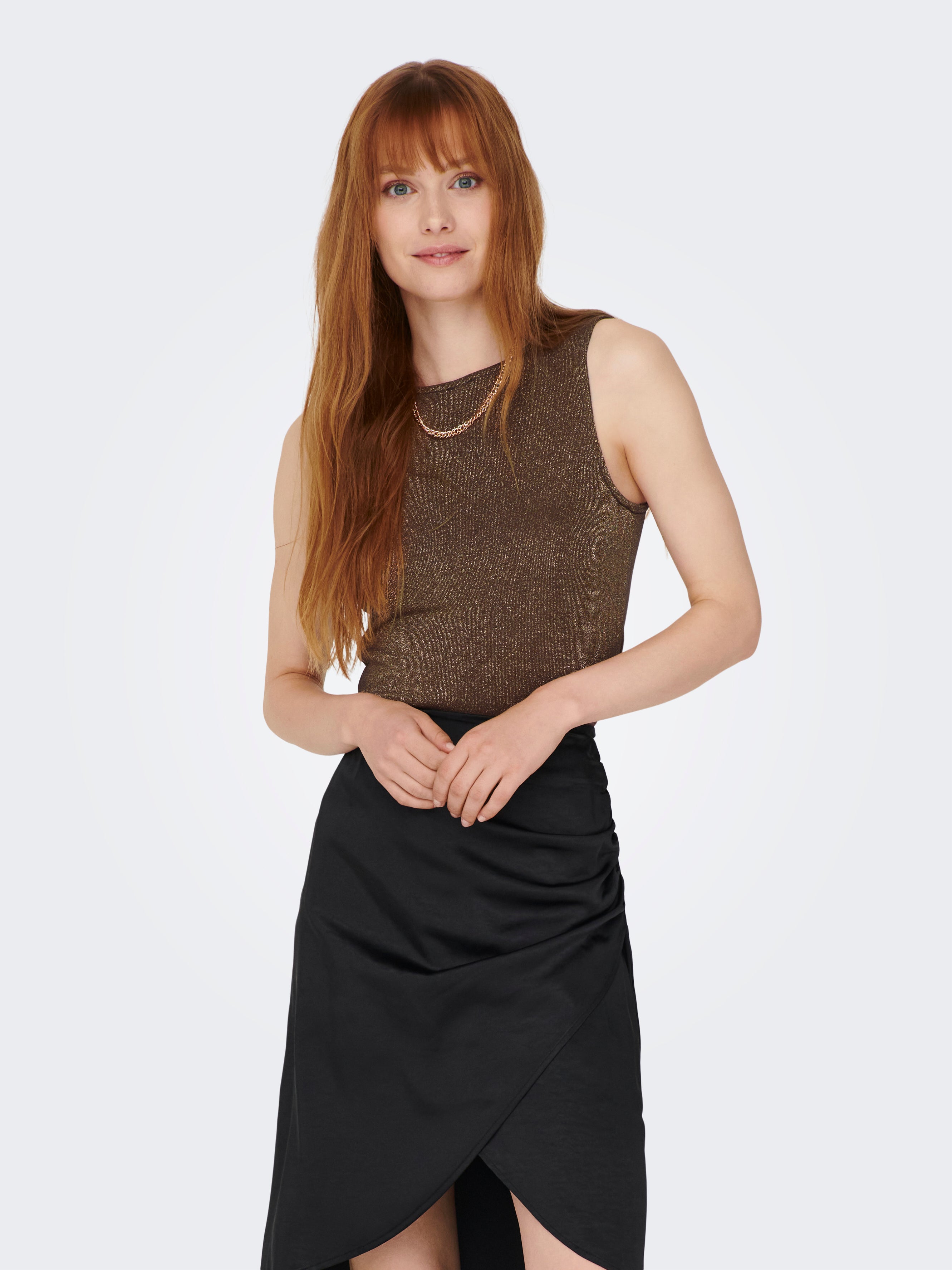 brown sleeveless shirt