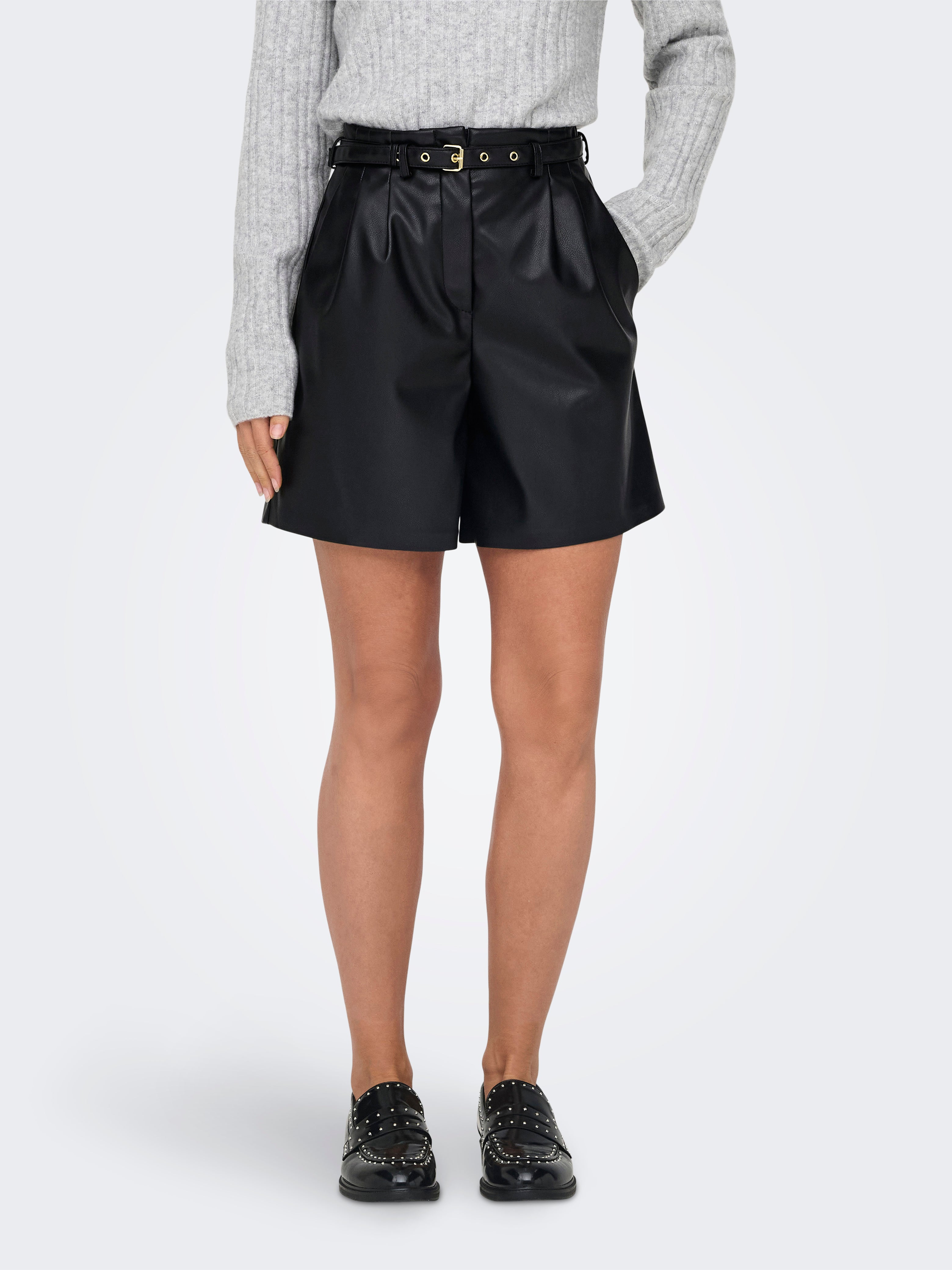 Thumbnail - Onlheidi Mittlere Taille Normal Geschnitten Kunstledershorts