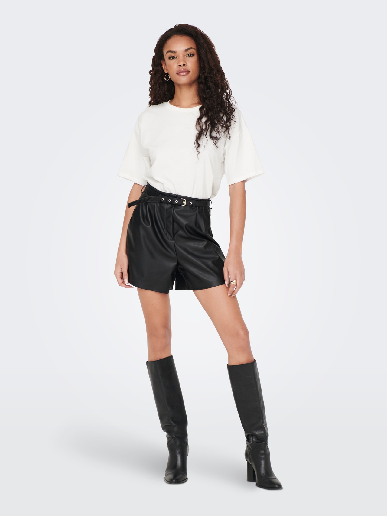 ONLY Faux leather shorts -Black - 15275421