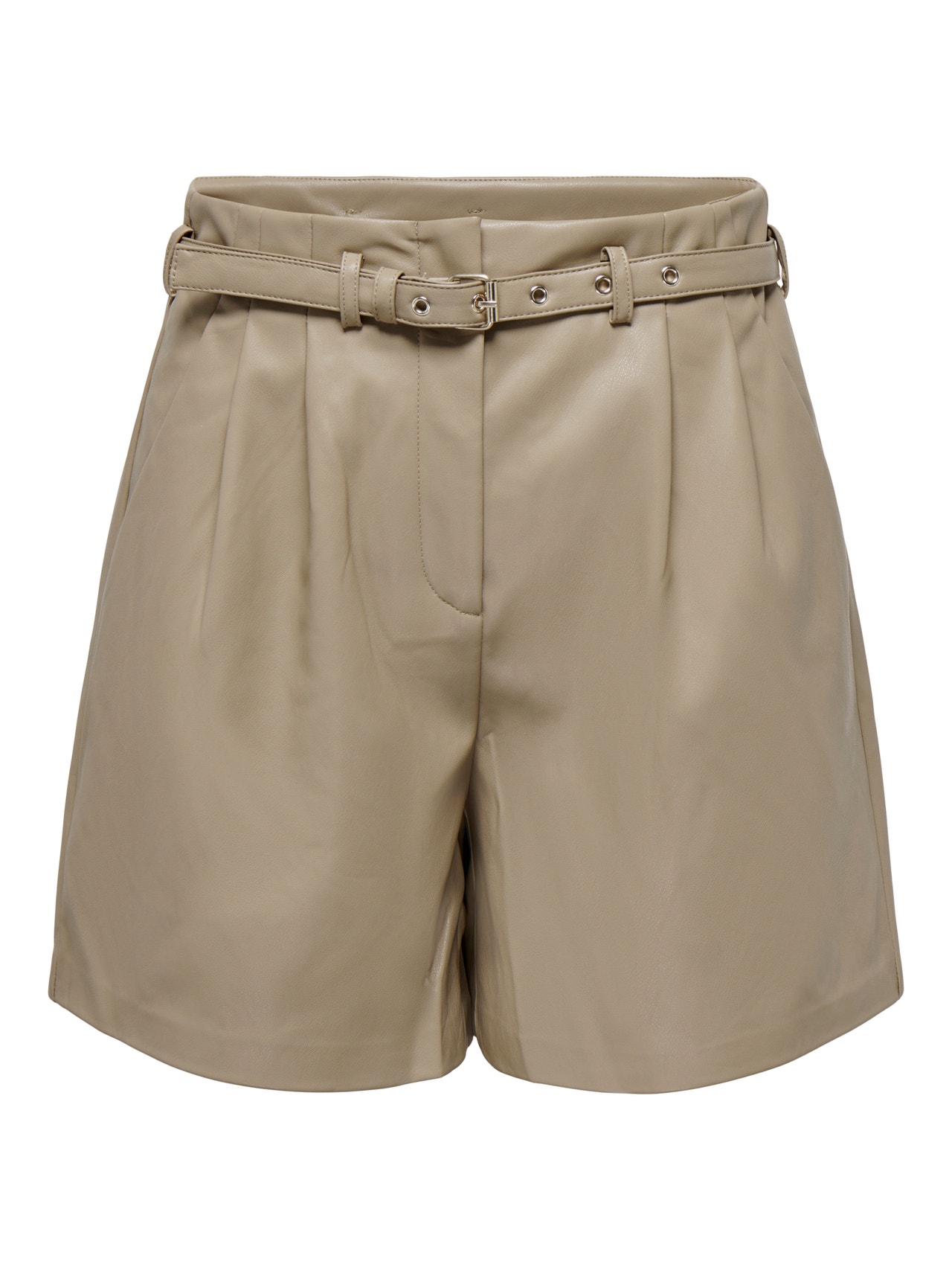ONLY Faux leather shorts -Weathered Teak - 15275421