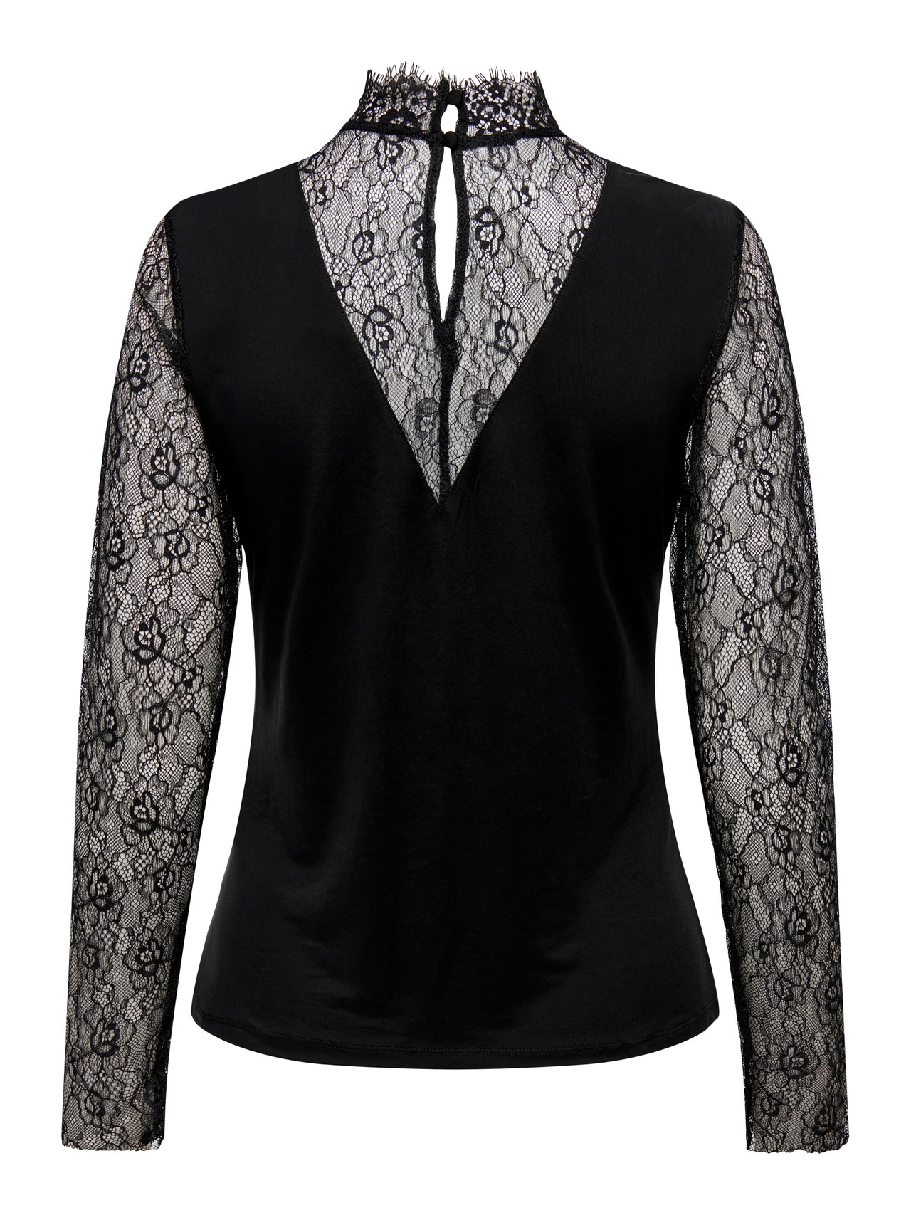 High Neck Lace Top - Black