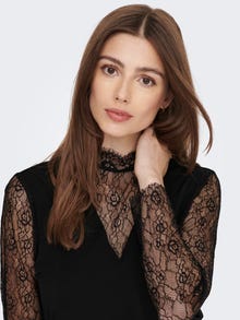 ONLY High Neck Lace Top -Black - 15275598