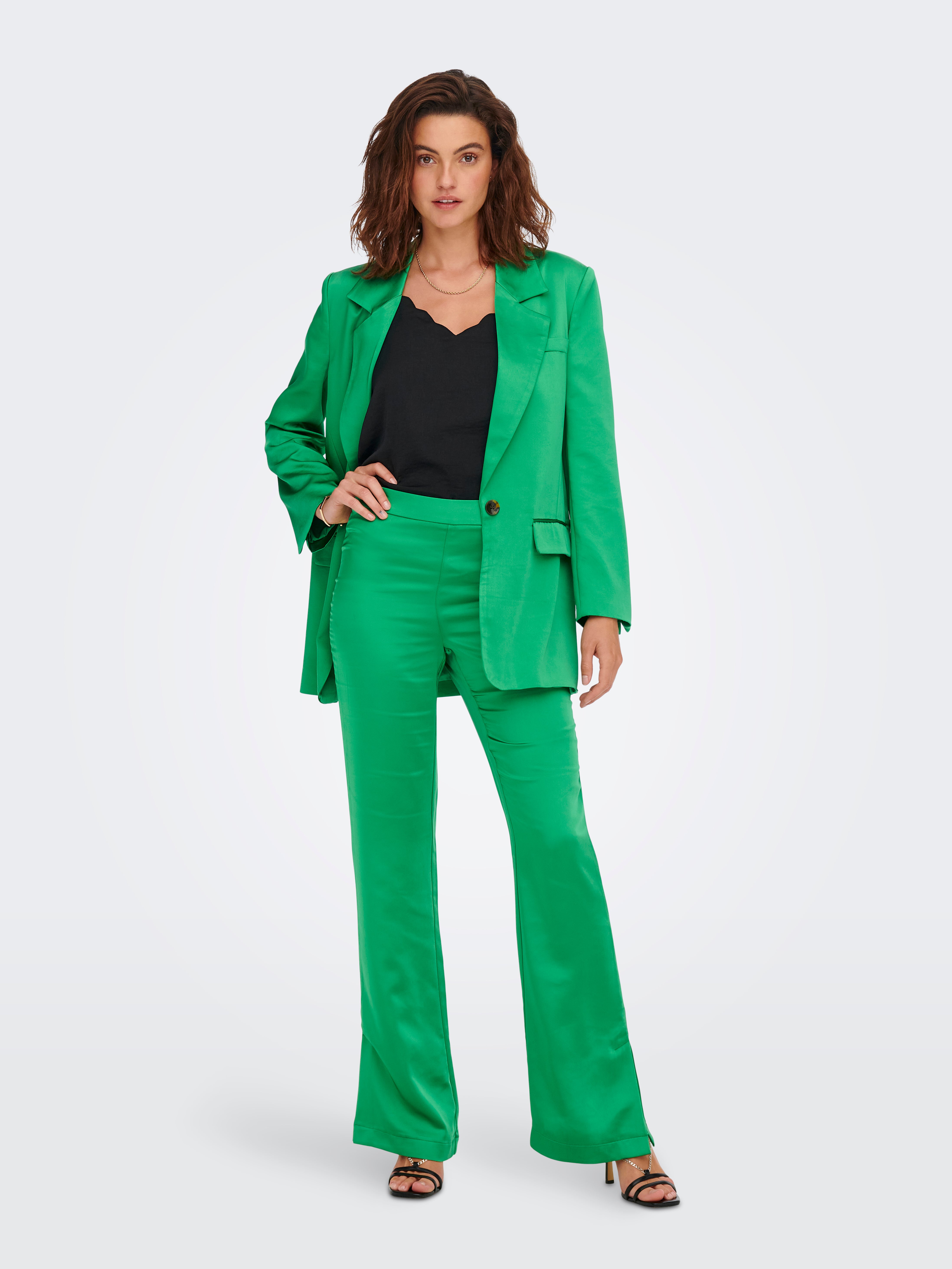 Satin green store blazer