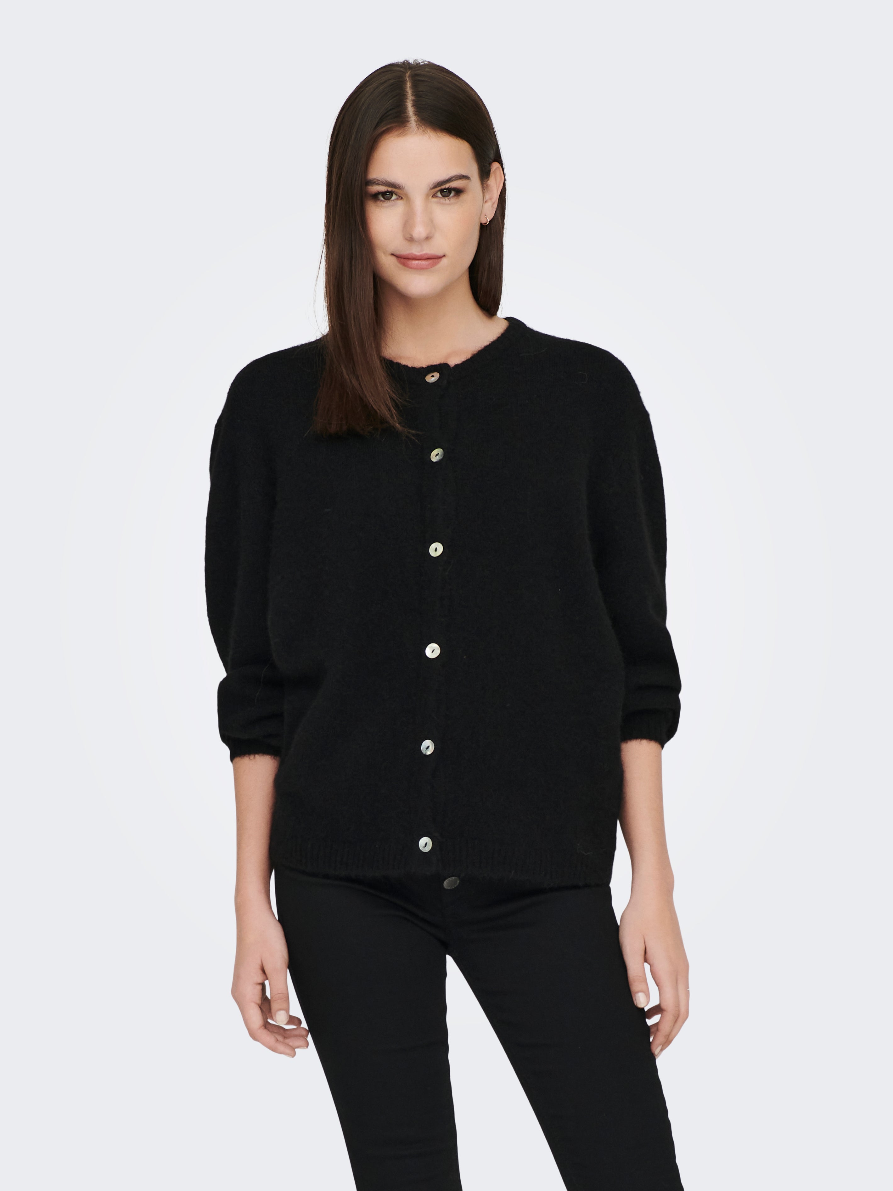 ladies black wool cardigan