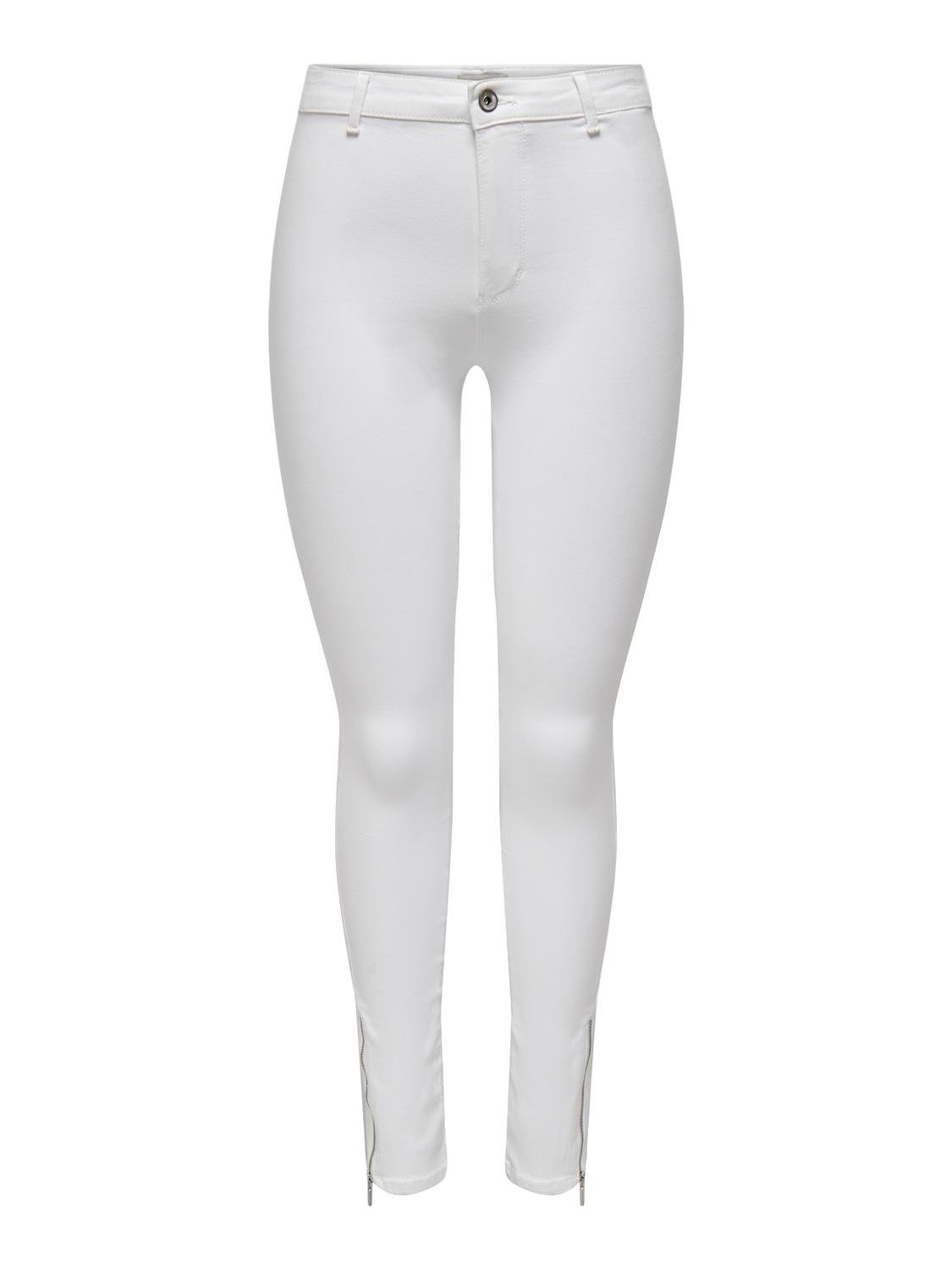 ONLY onlroyal high waist skinny hem zip Jeans -White Denim - 15276168