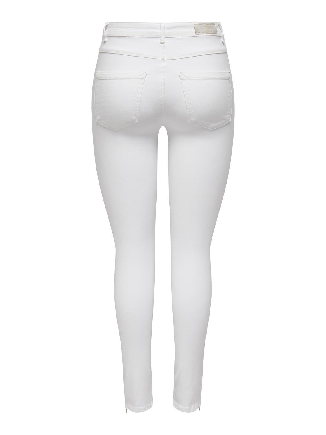 ONLY onlroyal high waist skinny hem zip Jeans -White Denim - 15276168