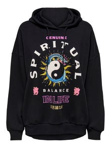 ONLY Oversized print Hoodie -Black - 15276235