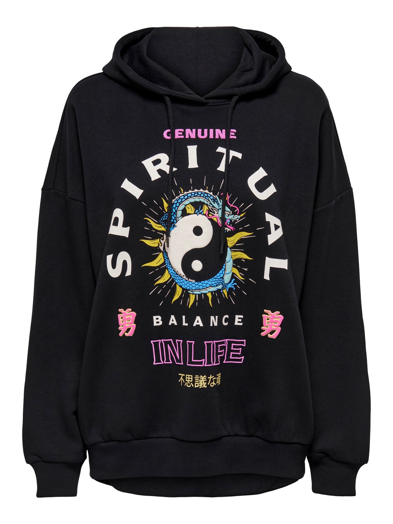 ONLY Oversize Print Hoodie -Black - 15276235