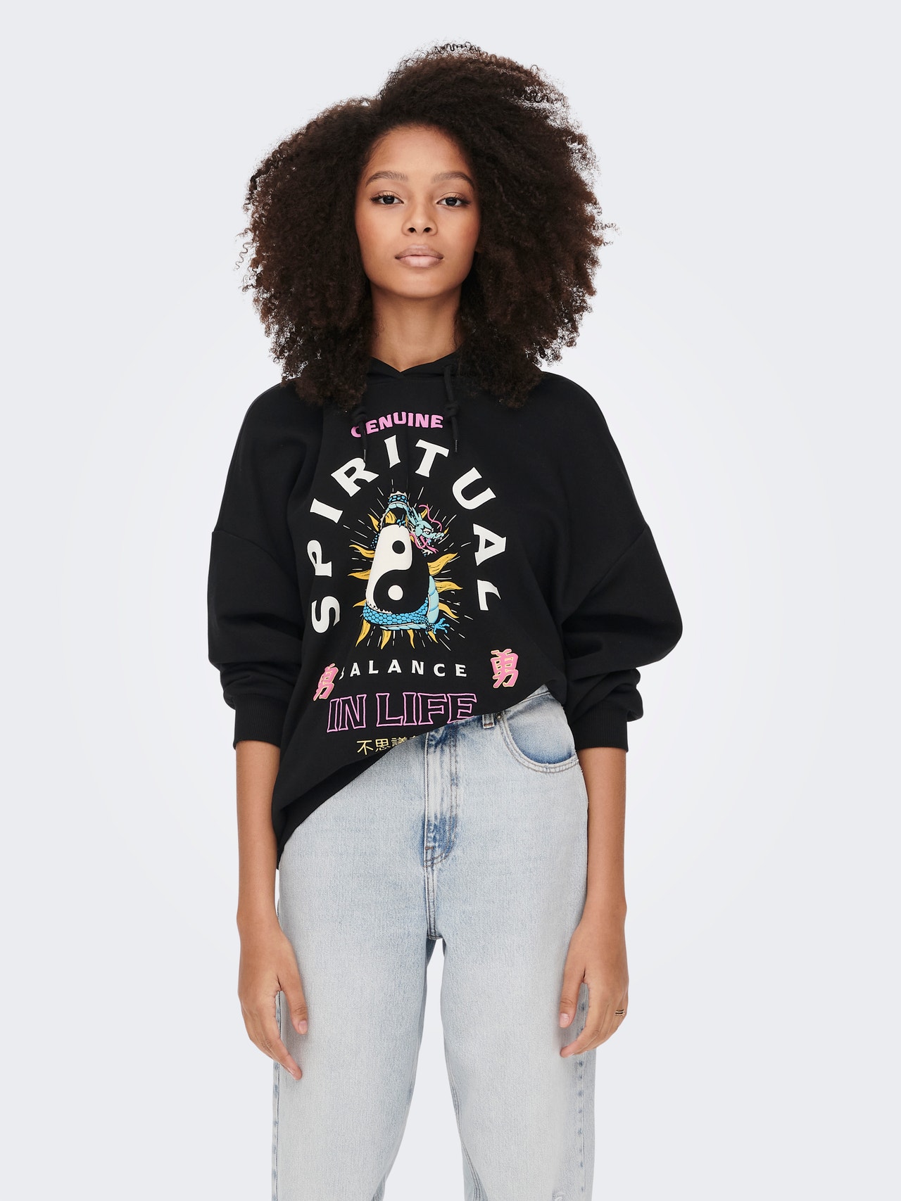 ONLY Oversized fit Hoodie Sweatshirt -Black - 15276235