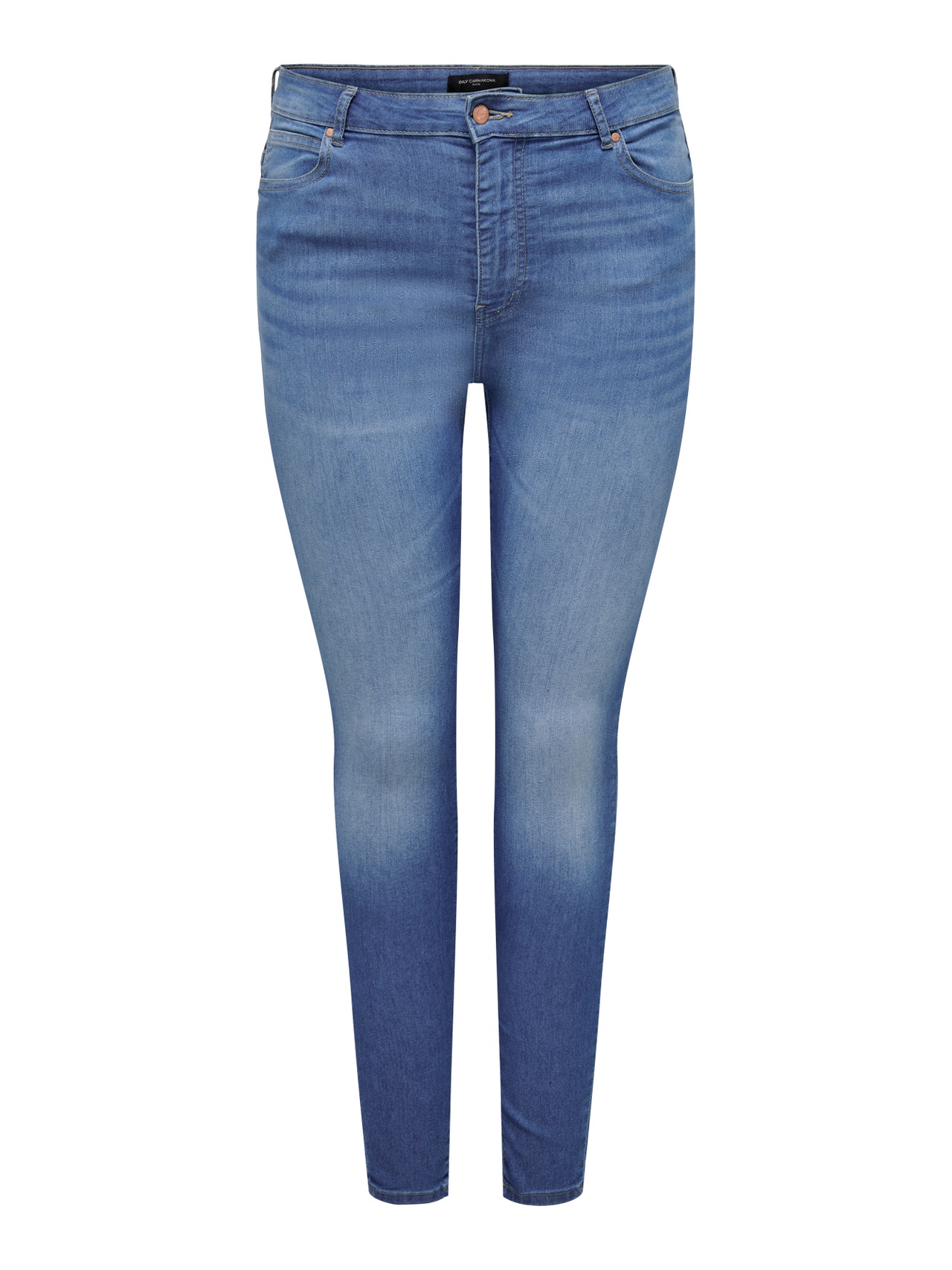 ONLY Curvy CARFlake hög midja Skinny fit-jeans -Medium Blue Denim - 15276298