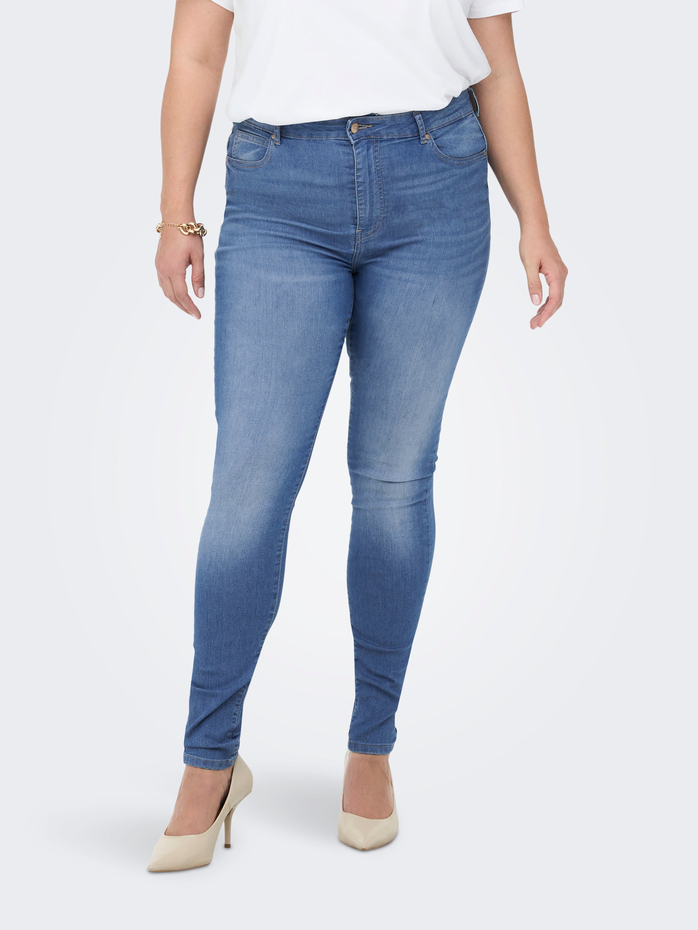 CARFLAKE Hohe Taille Skinny Fit Jeans | Mittelblau | ONLY®