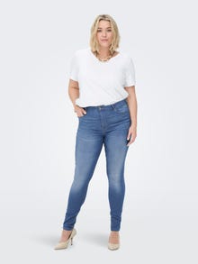 ONLY Curvy CARFlake hög midja Skinny fit-jeans -Medium Blue Denim - 15276298