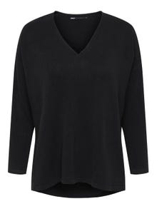 ONLY Petite V-neck Knitted Pullover -Black - 15276466