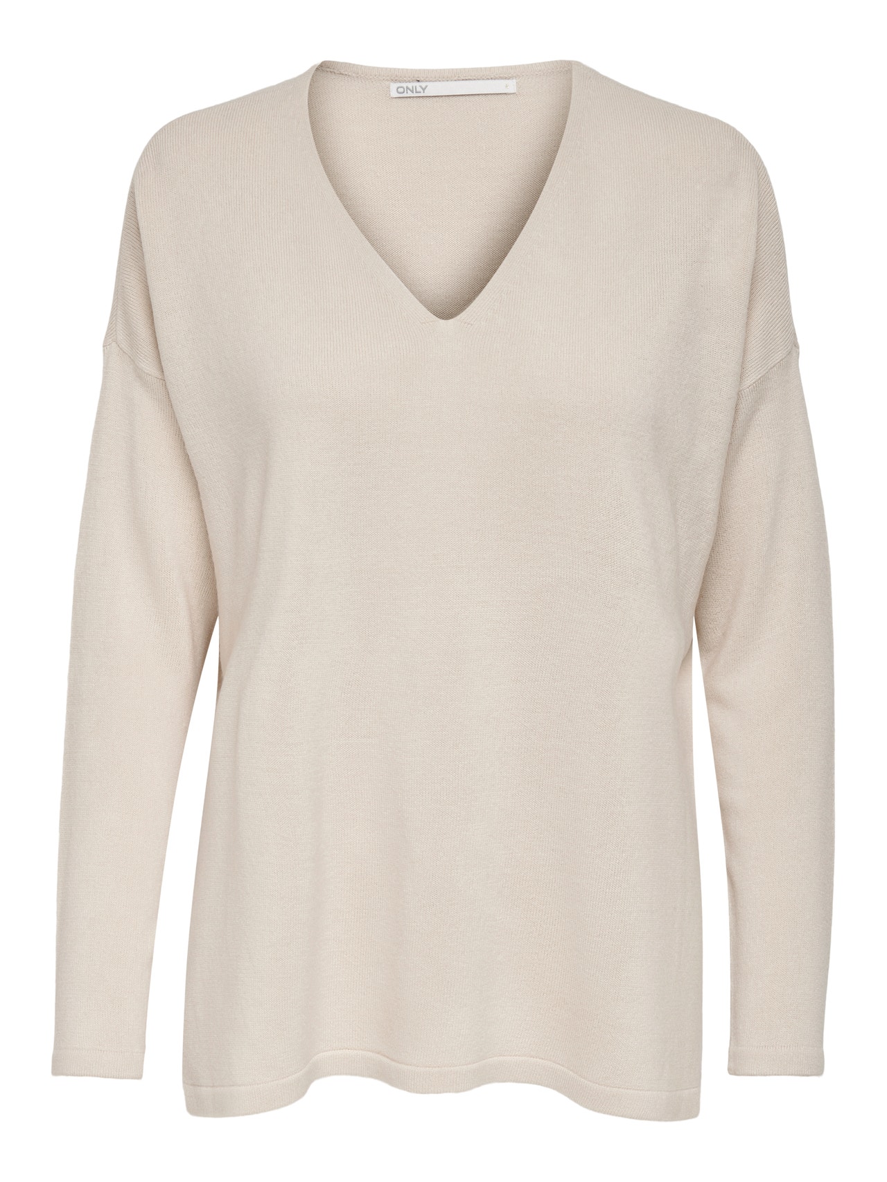 ONLY Petite V-neck Knitted Pullover -Pumice Stone - 15276466